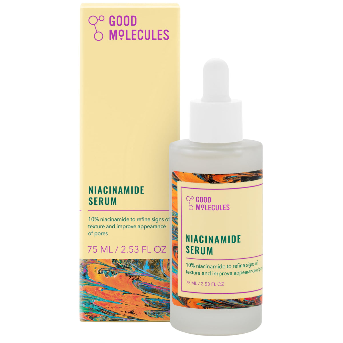 Good Molecules Niacinamide Serum bottle with dropper for even skin tone.