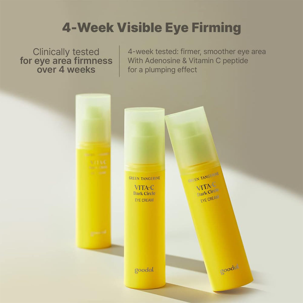 Goodal Green Tangerine Eye Cream applied under-eye area during daily routine.