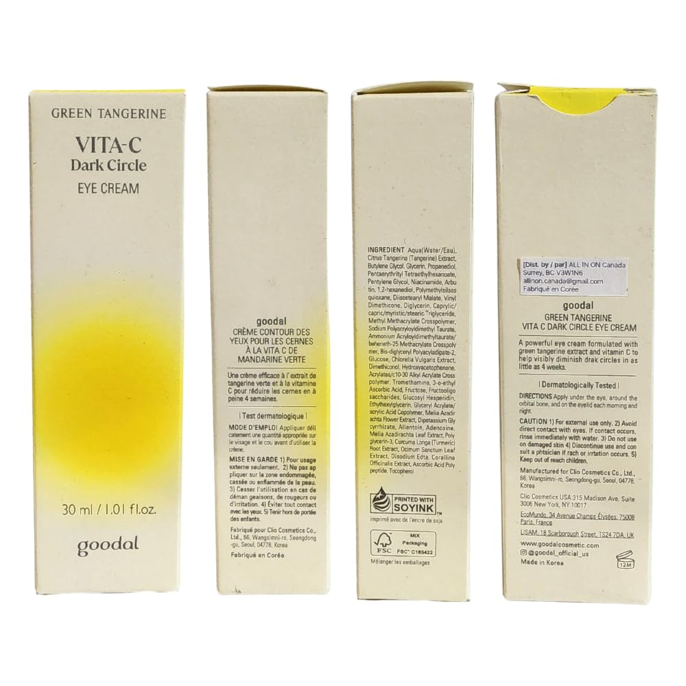 Goodal Green Tangerine Eye Cream branding closeup emphasizes fresh, gentle skincare.