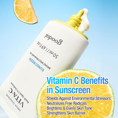 GOODAL sunscreen applied on cheek demonstrates lightweight, non-greasy wear.