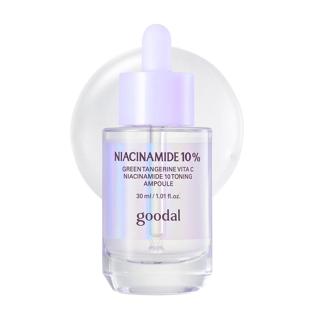 GOODAL Green Tangerine Vita C Niacinamide ampoule bottle for radiant texture and hydration.