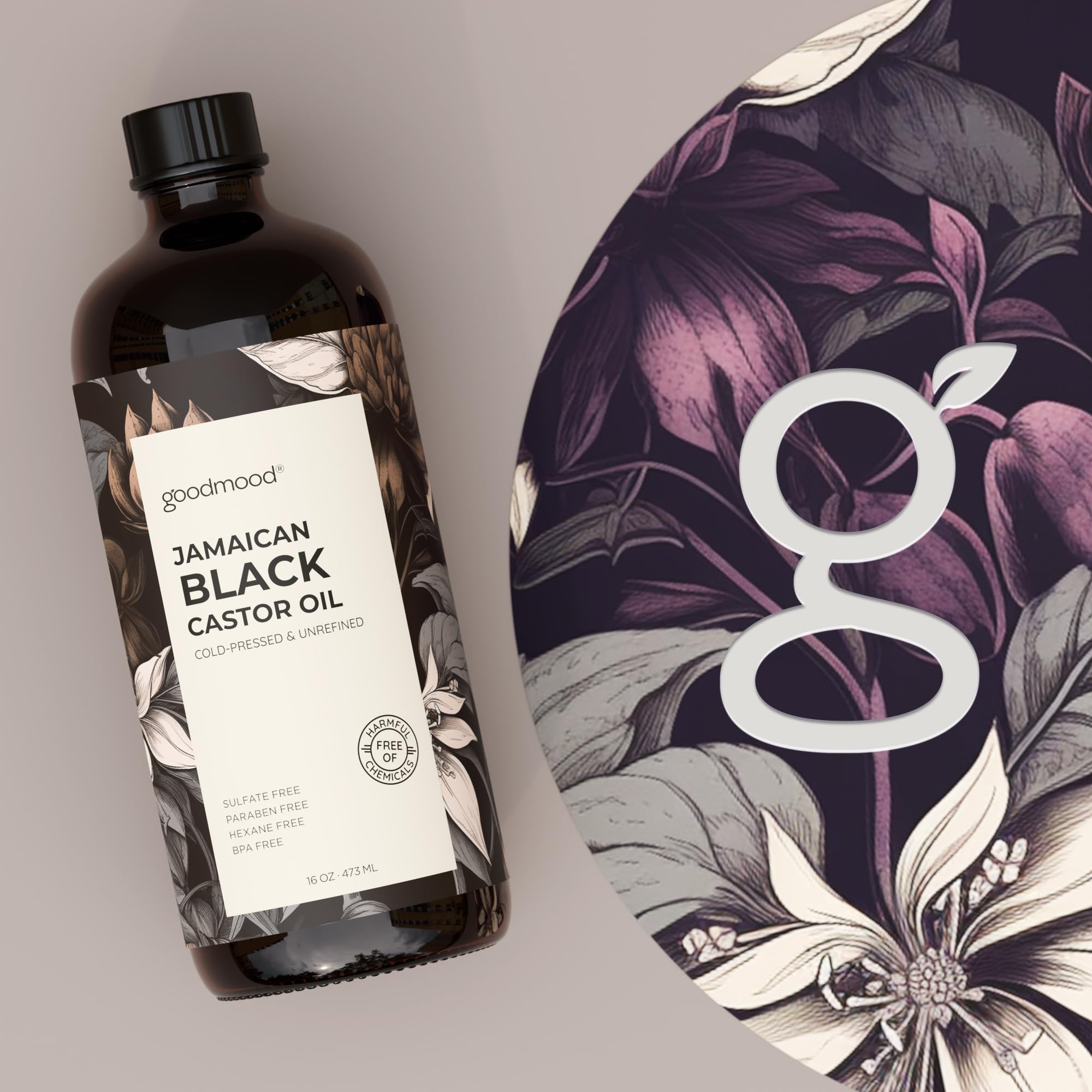 GOODMOOD Aceite de ricino jamaicano, ideal para masajes corporales.
