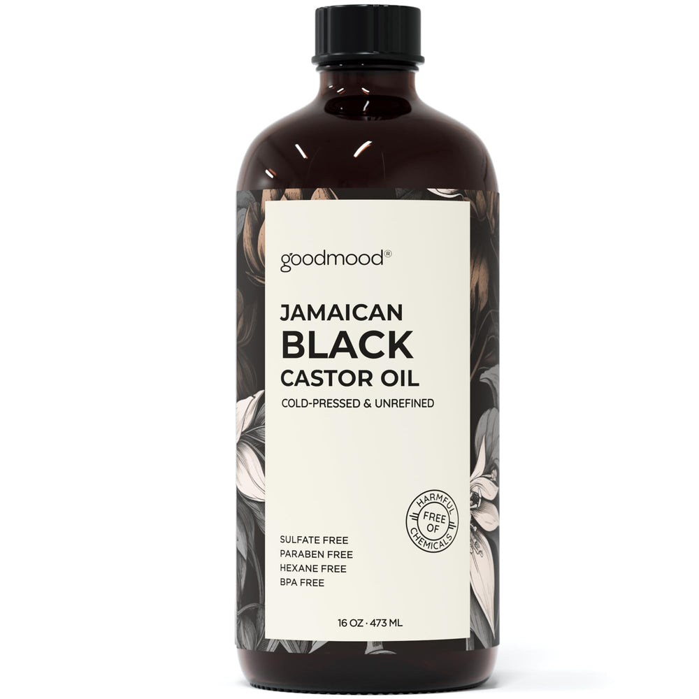 GOODMOOD Jamaican Black Castor Oil bottle ready for hair growth and skin care.