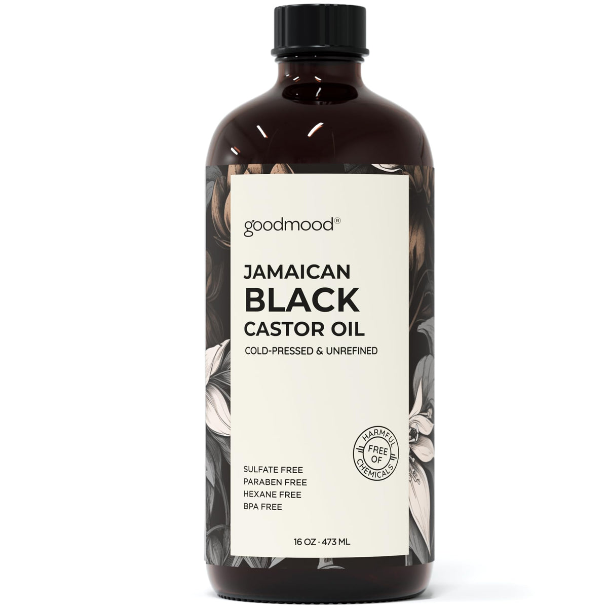 GOODMOOD Jamaican Black Castor Oil bottle ready for hair growth and skin care.