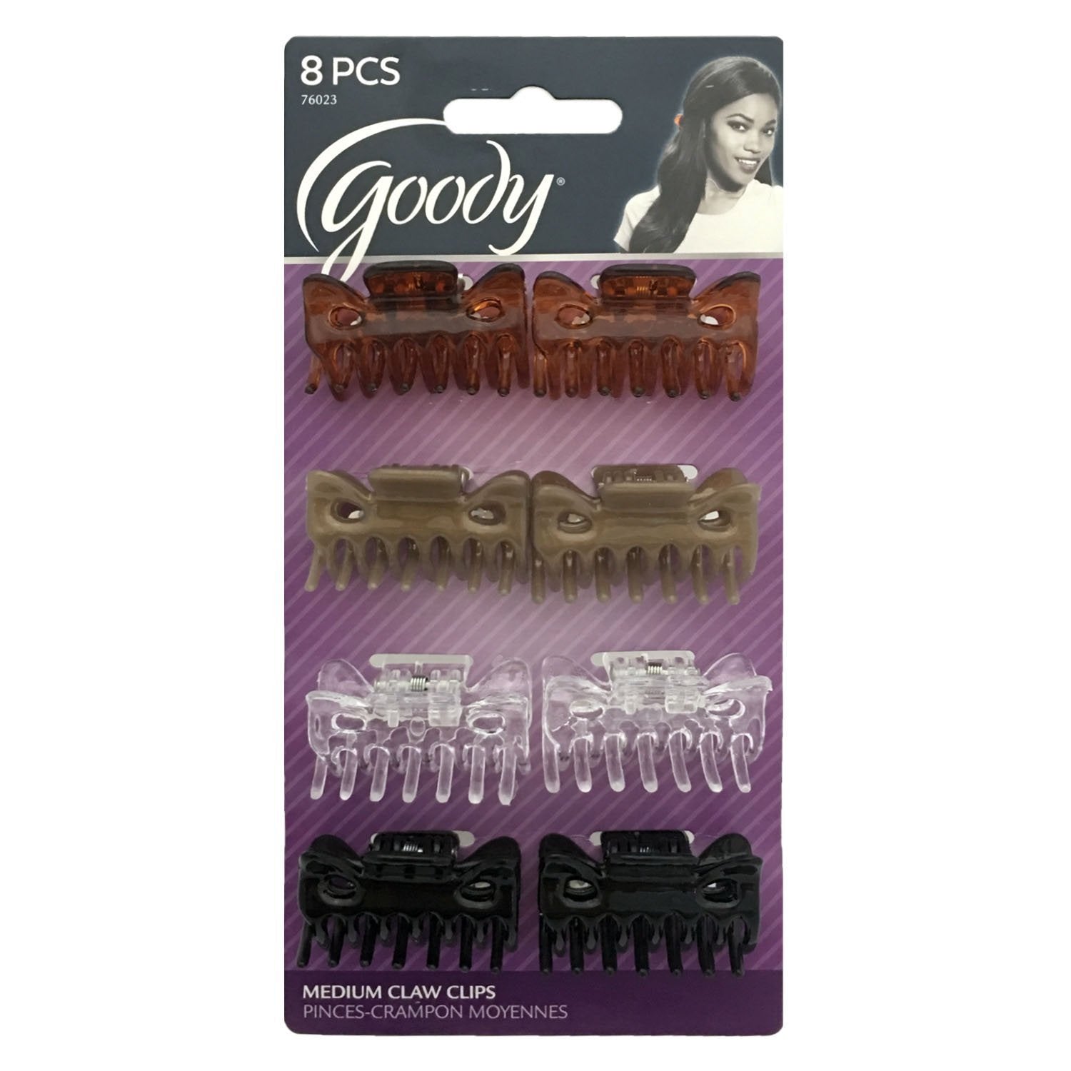 Goody 8 Claw Clips Model 76023 securing a half-up style for long-lasting hold