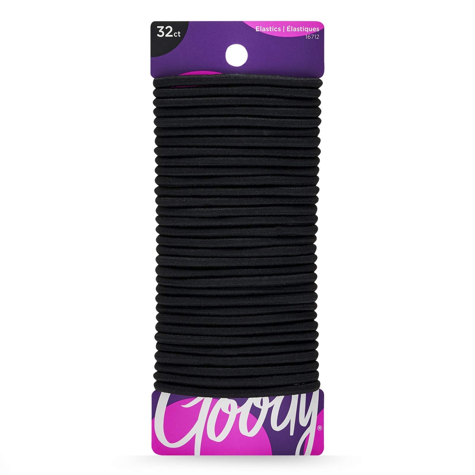 Goody black 4mm elastics pack; 32-count supply for versatile hair holds