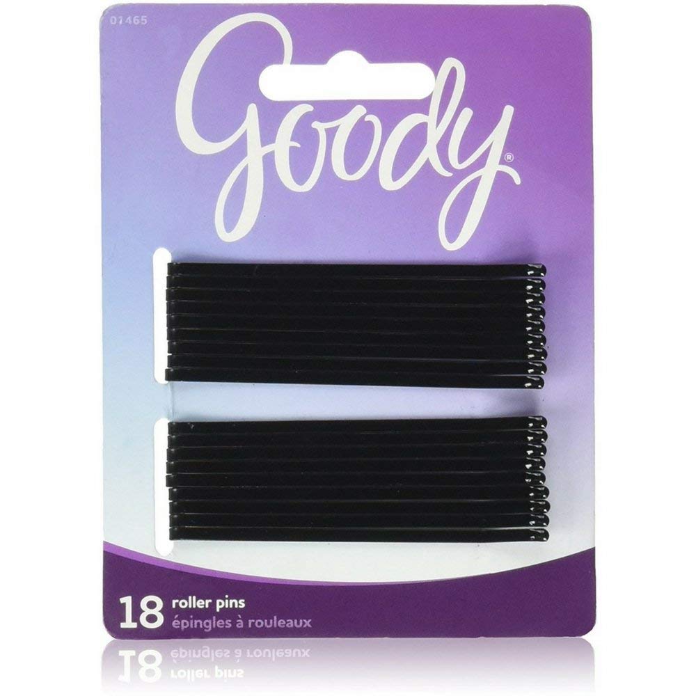 Goody Black Roller Pins, 3-inch close-up, secure hair styling and discreet updos.
