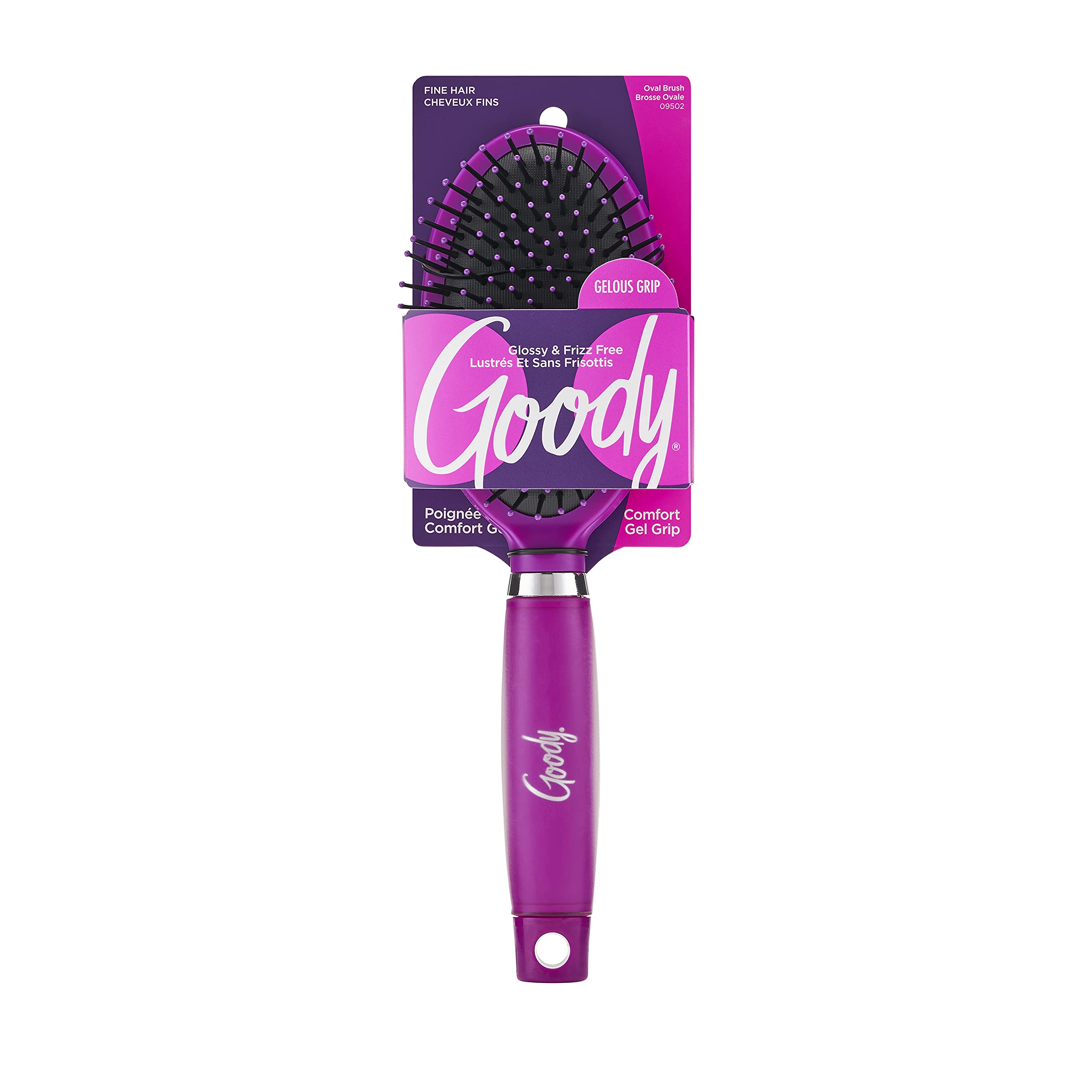 Goody Oval Brush frizz-free-glossy image indicates ionic bristles for shiny results.
