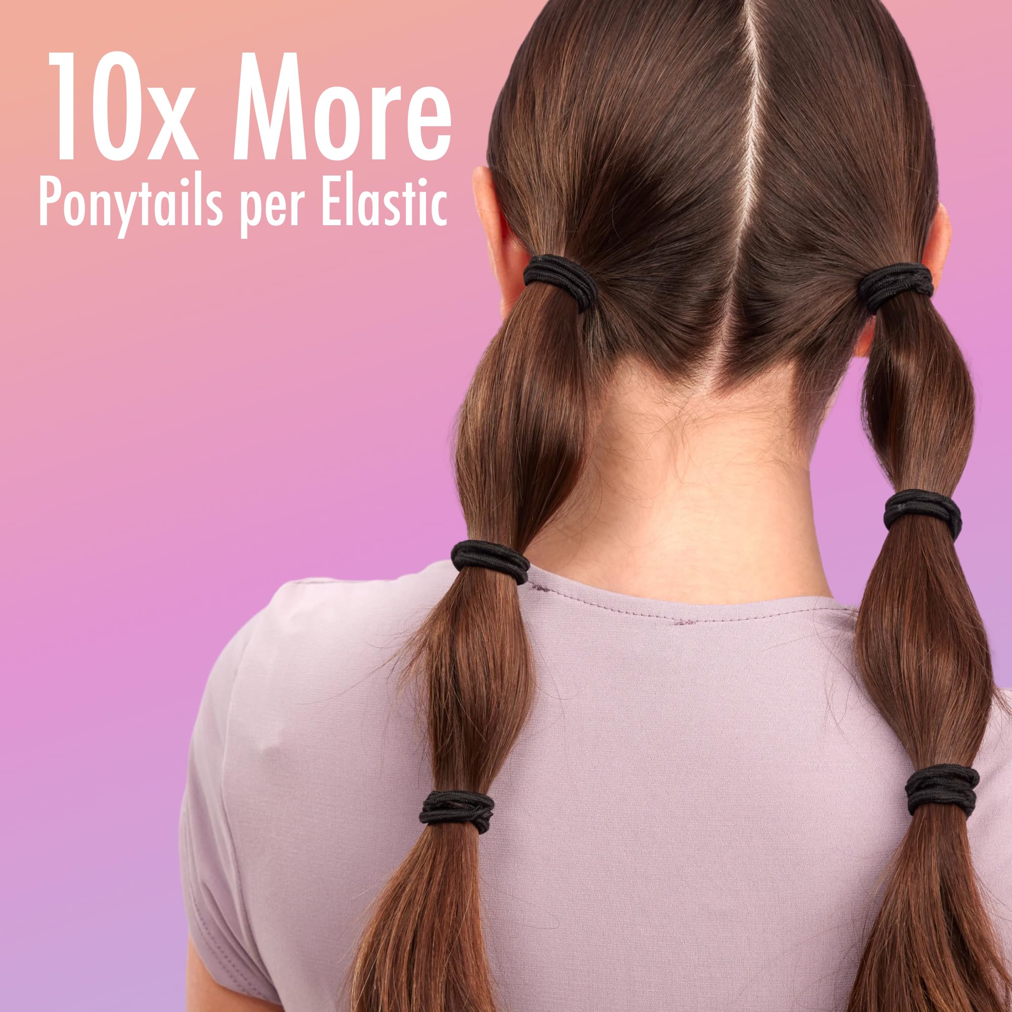 Goody hair tie beside coin showing 4mm thin compact size