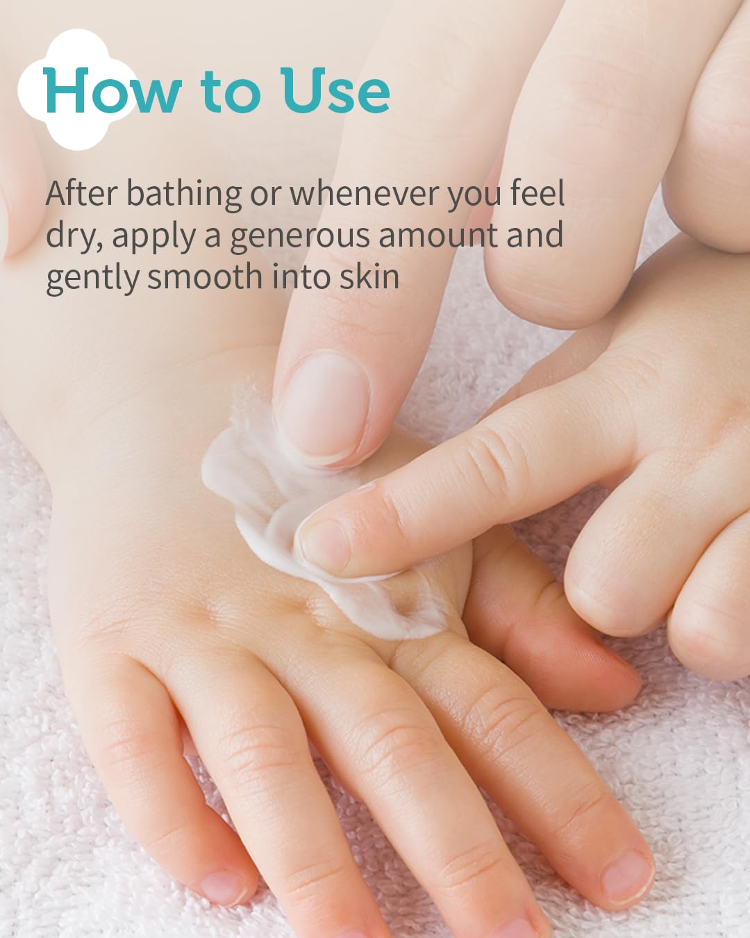 GOONGBE Kids Moisture Body Lotion applying on arm for gentle daily hydration.