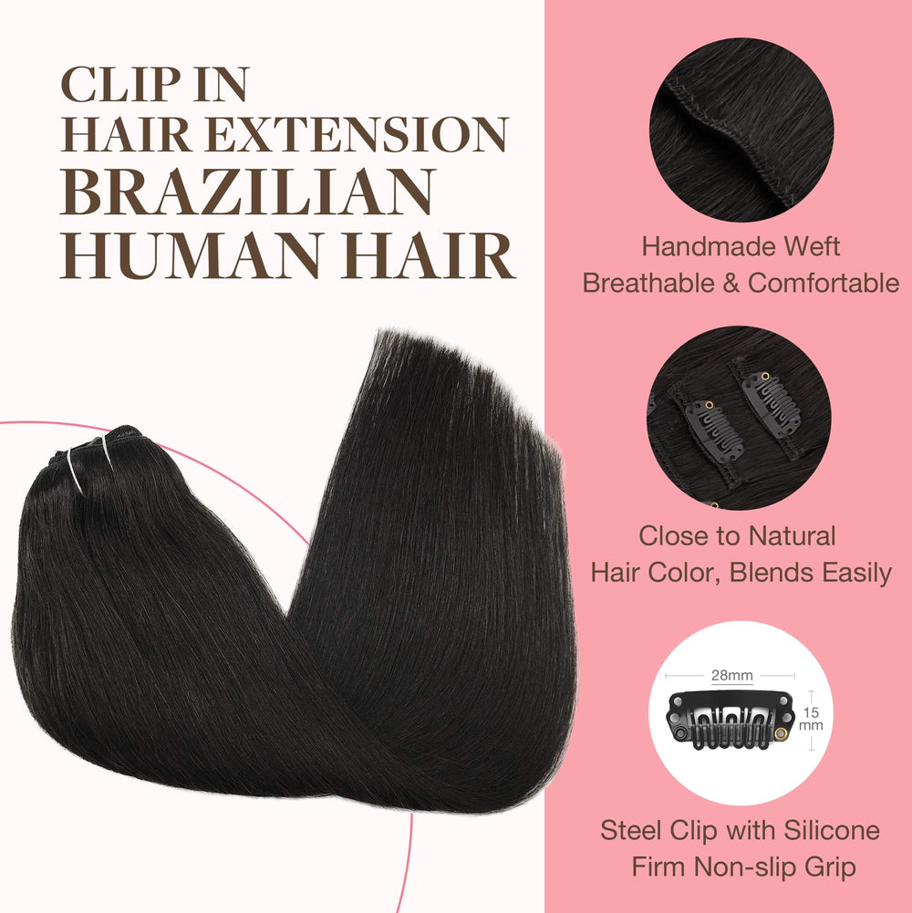 GOO GOO natural black 1B clip-ins blend for subtle everyday enhancement