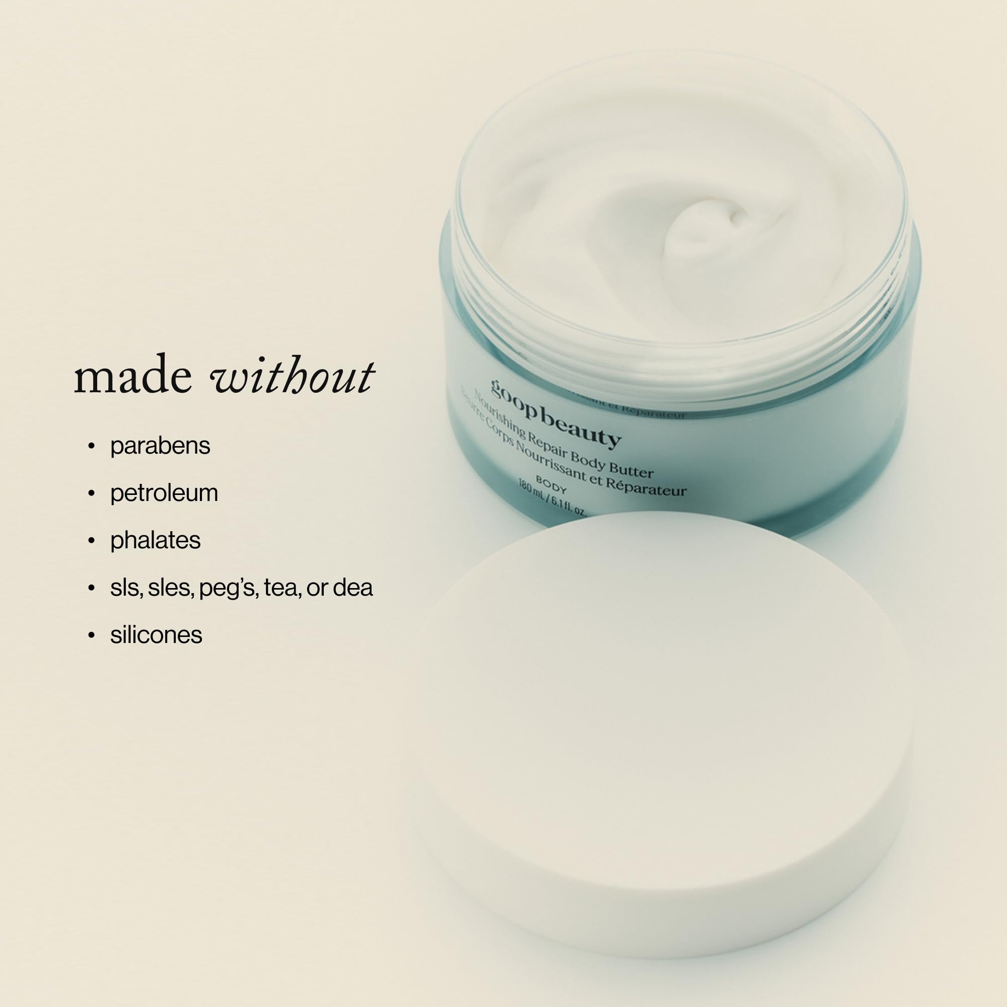 goop Beauty Body Butter ingredients closeup features bacuri, cupuaçu and shea