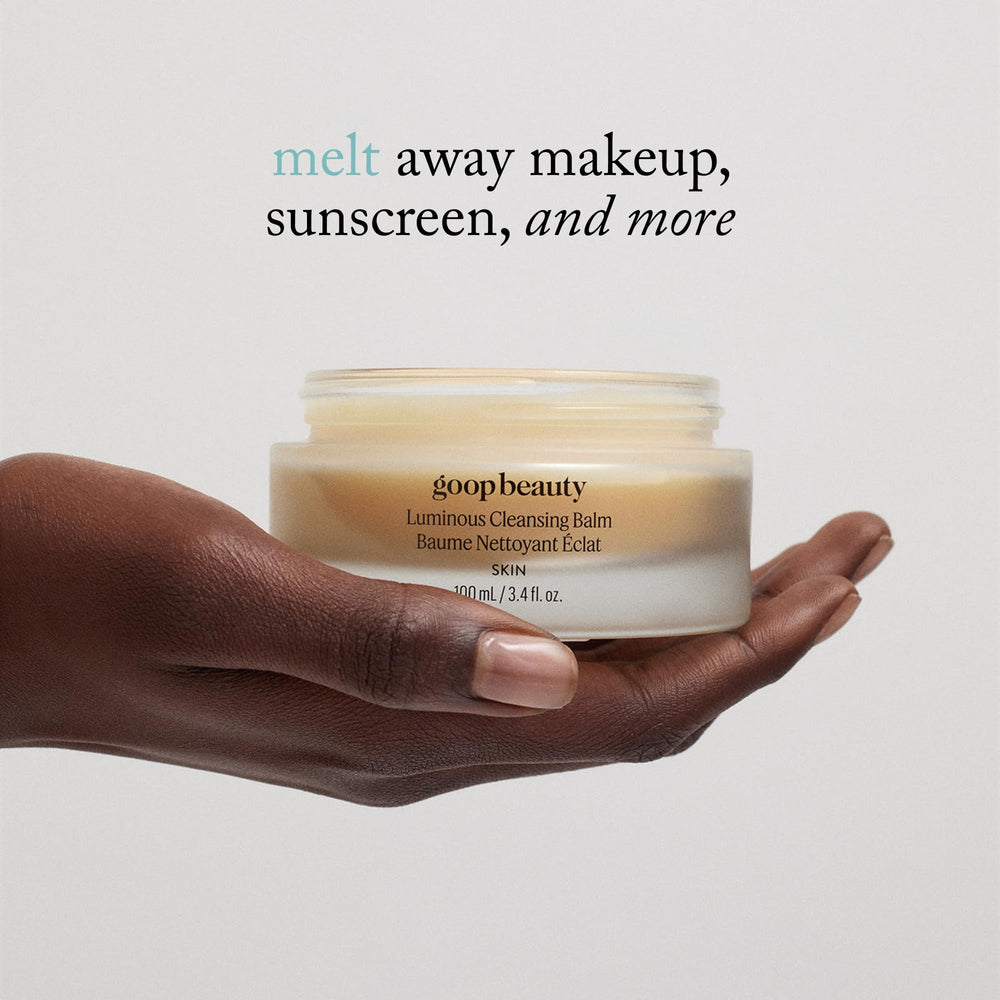 Goop Beauty Cleansing Balm vegan-friendly formula—gentle for sensitive skin around eyes and lips.