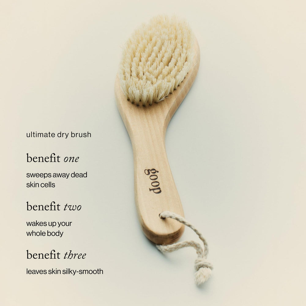 Goop Beauty Dry Brush natural sisal fibers gently slough away