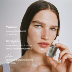 goop Beauty Exosome Hydration Therapy Serum gel texture closeup conveys cooling soothing skin feel