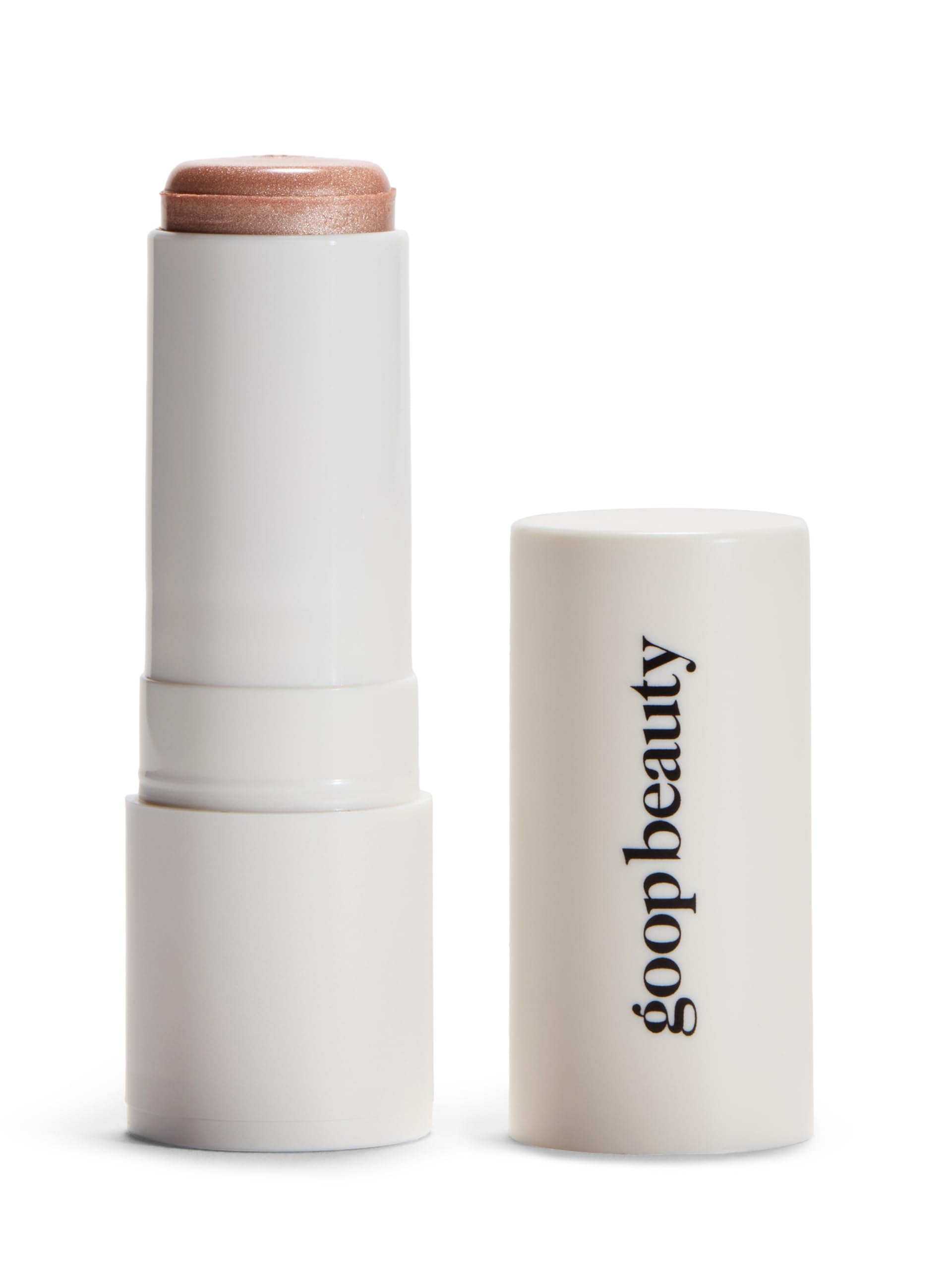 goop Beauty Glow Skin Highlighter Stick on application shows pearlescent glow for radiant skin.