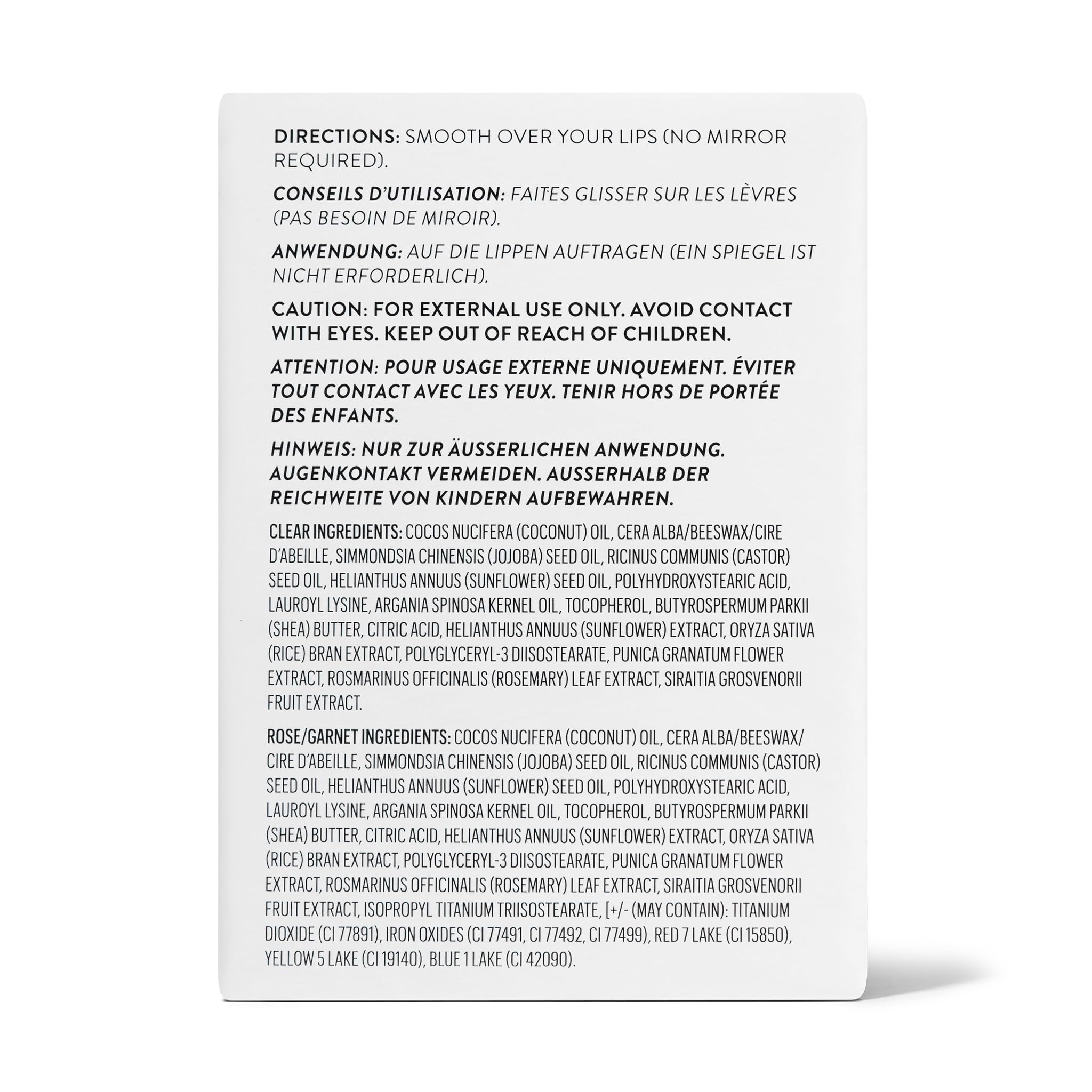 Goop Beauty Lip Balm Trio ingredients panel emphasizes botanical oils and shea butter.