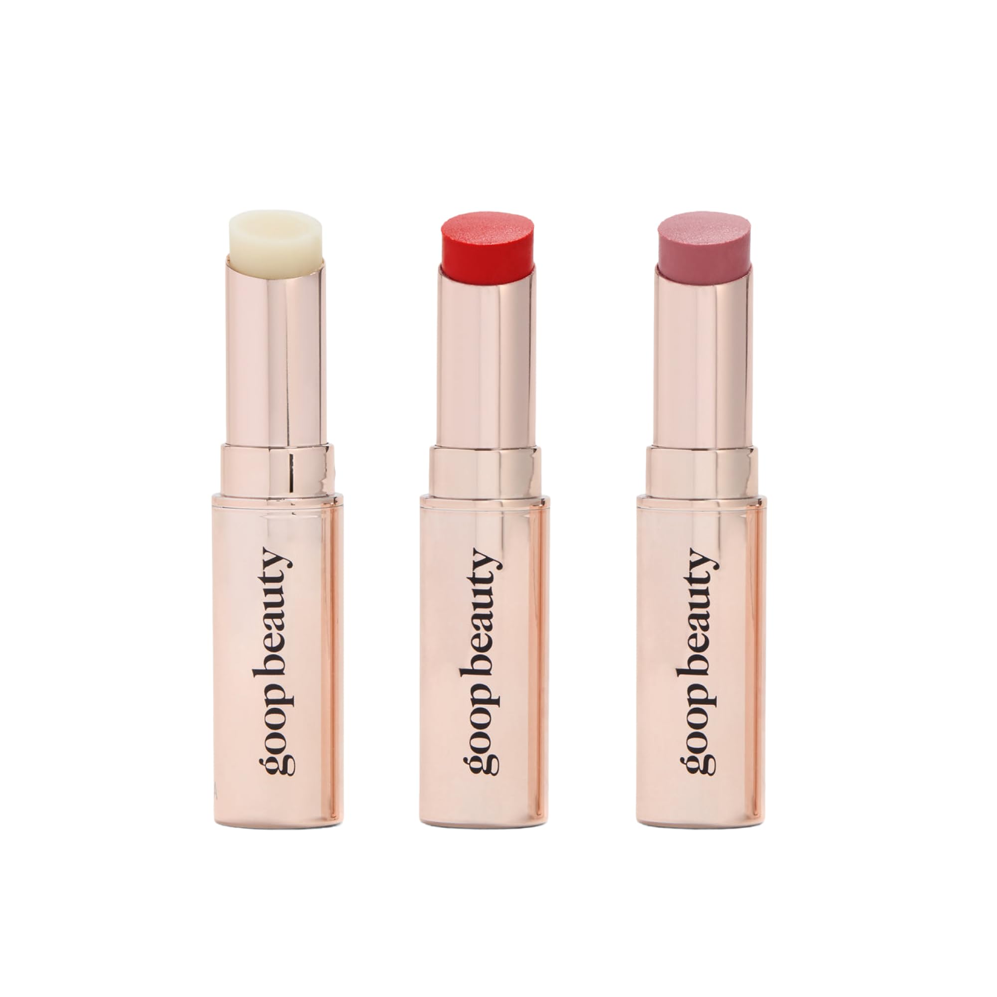 goop Beauty Lip Balm Trio packaging, premium kit for daily lip moisturization