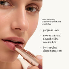 goop Beauty Lip Balm Trio tubes displayed for on-the-go hydration