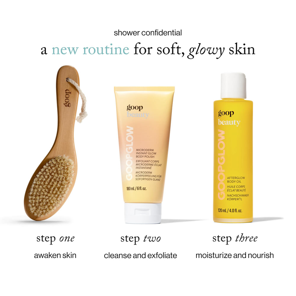 Goop Beauty Microderm Body Polish Kakadu plum seed oil nourishes hydration.