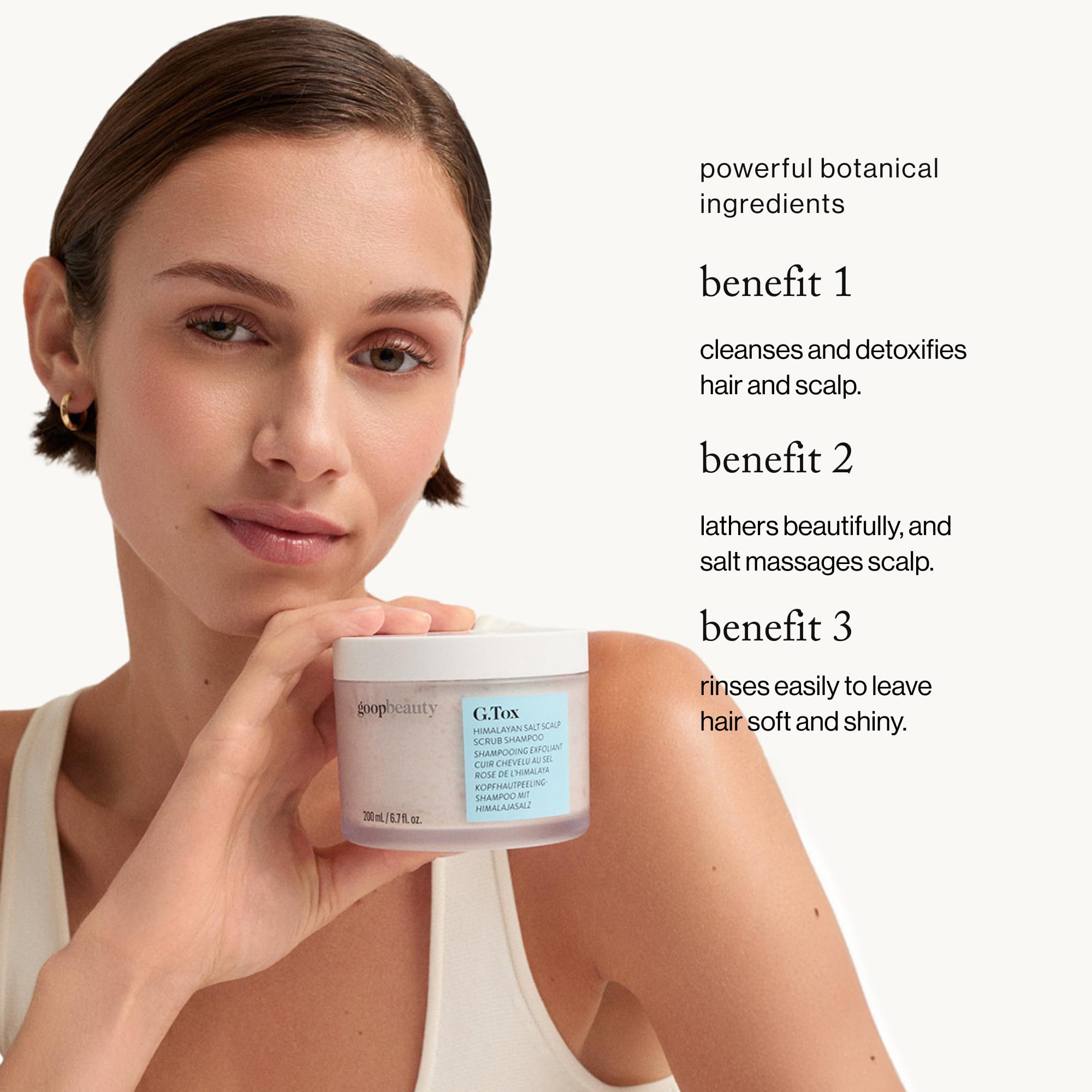 goop Beauty Scalp Scrub Shampoo rosehip oil bottle nourishes with cold-pressed oil