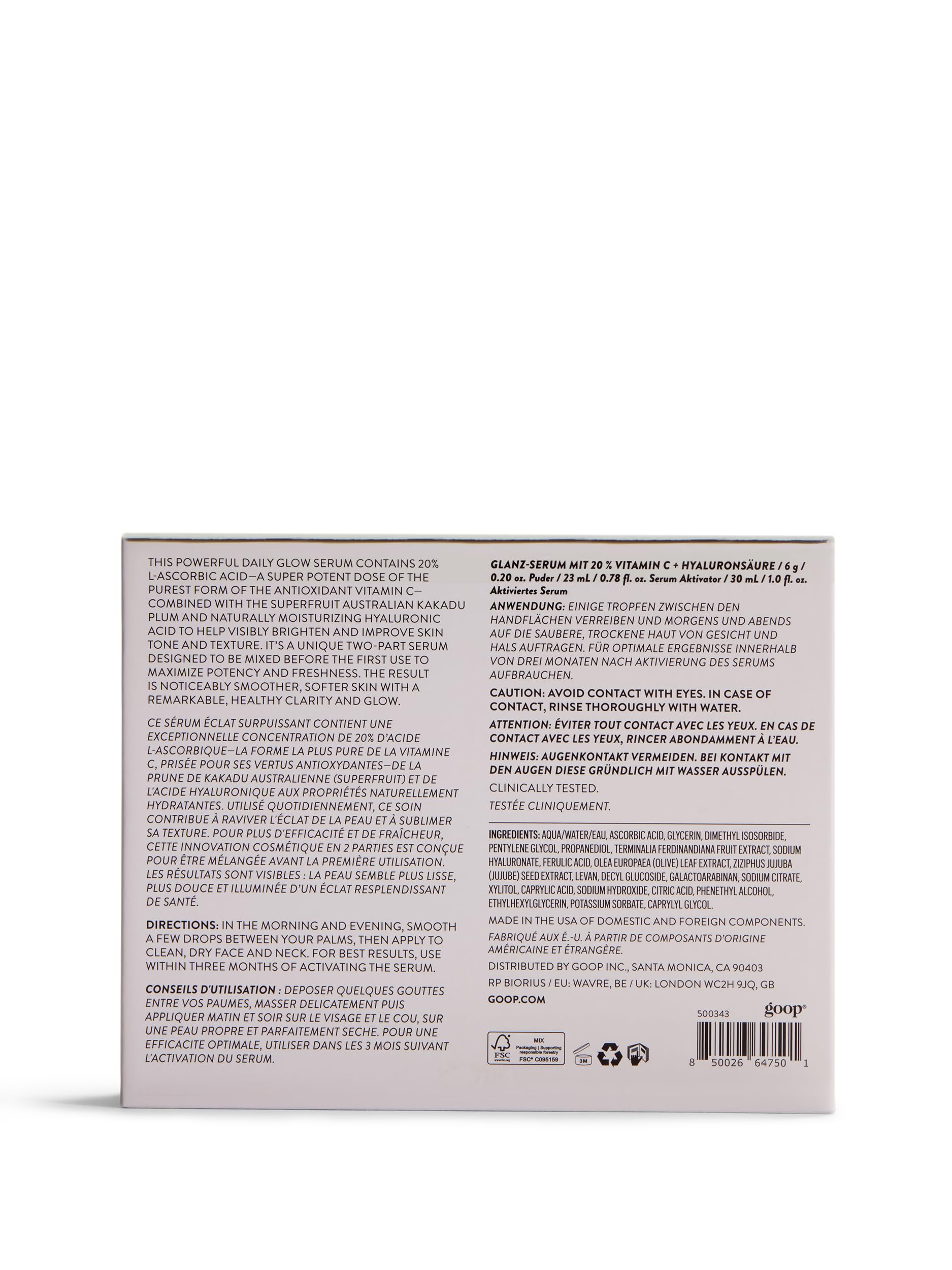 Goop Packaging sleek box front communicates cruelty-free, minimal packaging.
