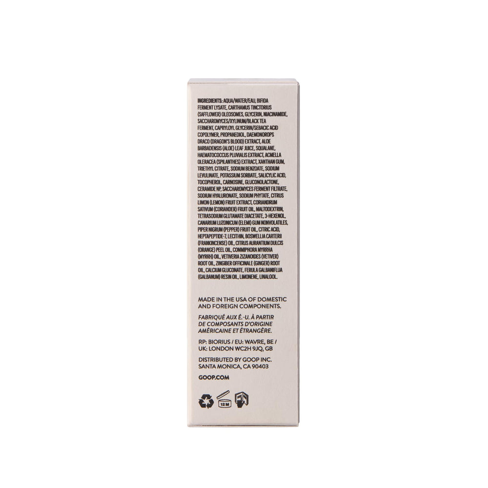 Goop Peptide Serum being squeezed into hand illustrates application and immediate hydration.