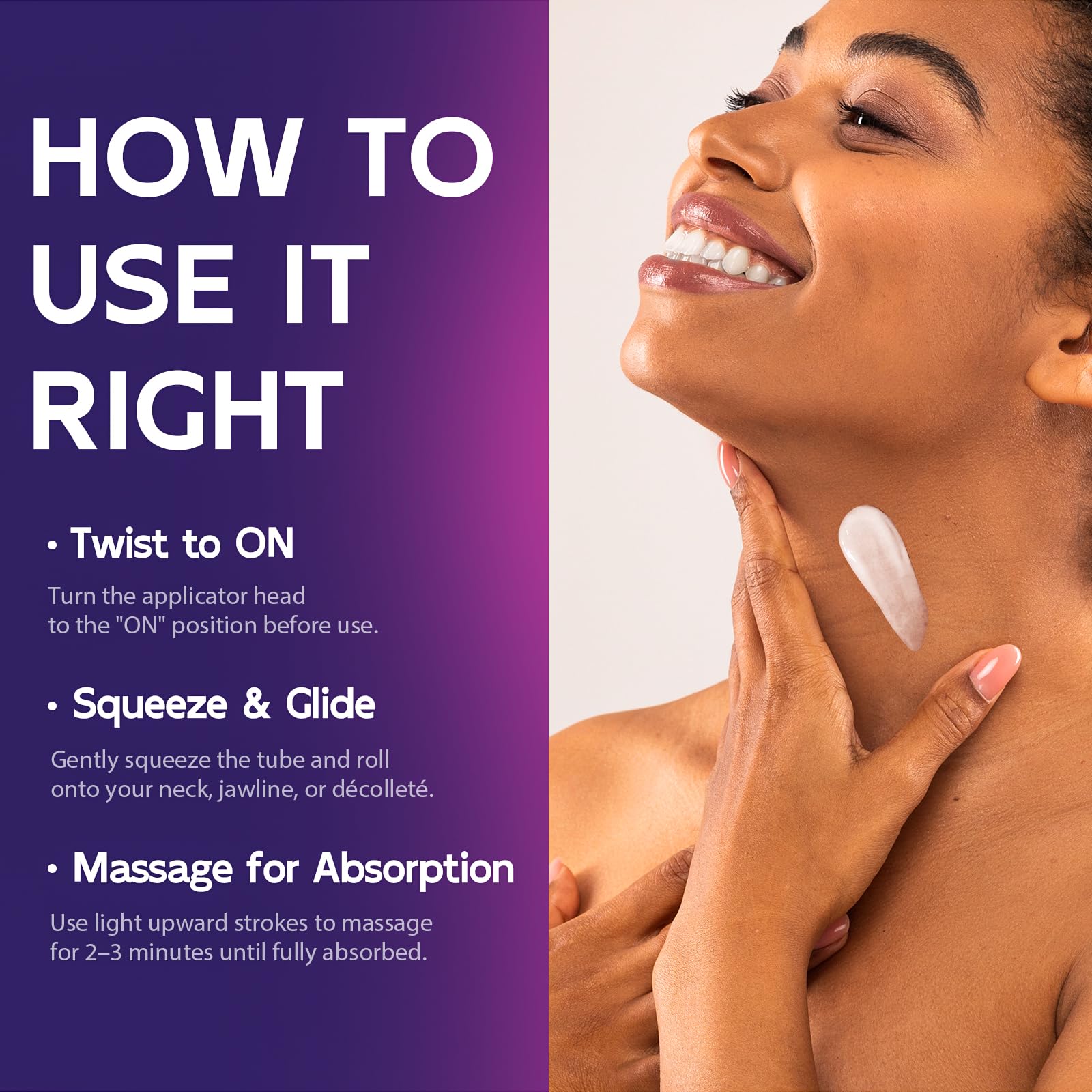 GOOSURE decollete contour detail illustrates targeted tightening along neckline.