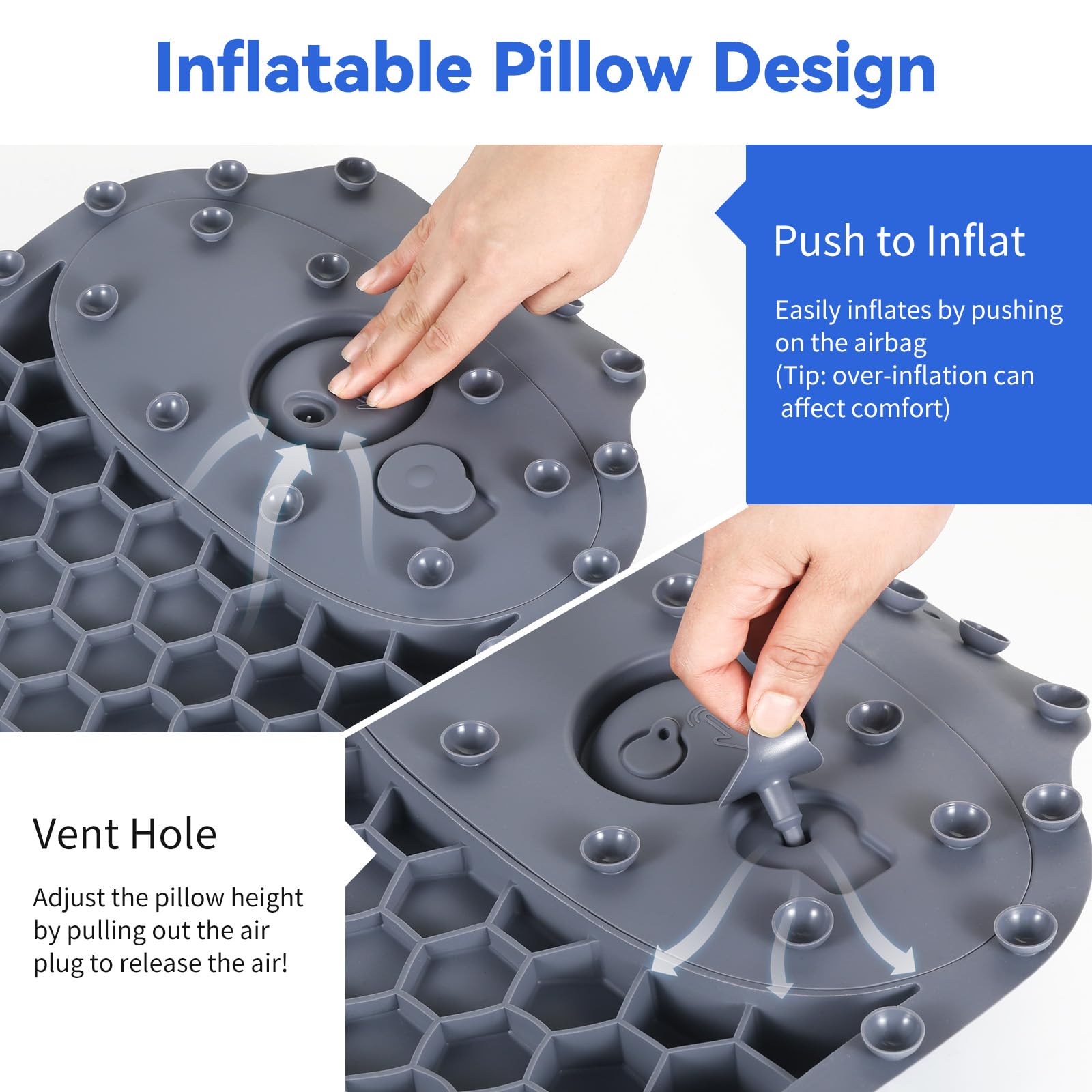 Goowin pillow with 34 suction cups demonstrates secure adhesion on a smooth tub surface