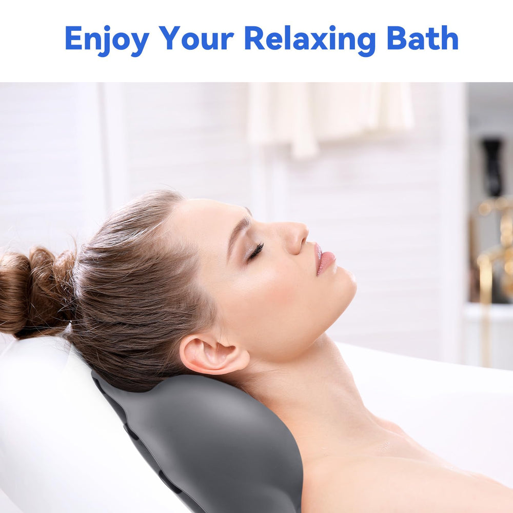 Goowin bath pillow in use example shows neck support during a relaxing soak