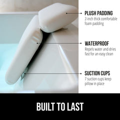 Seven suction cups keep the pillow secure on smooth tub surfaces