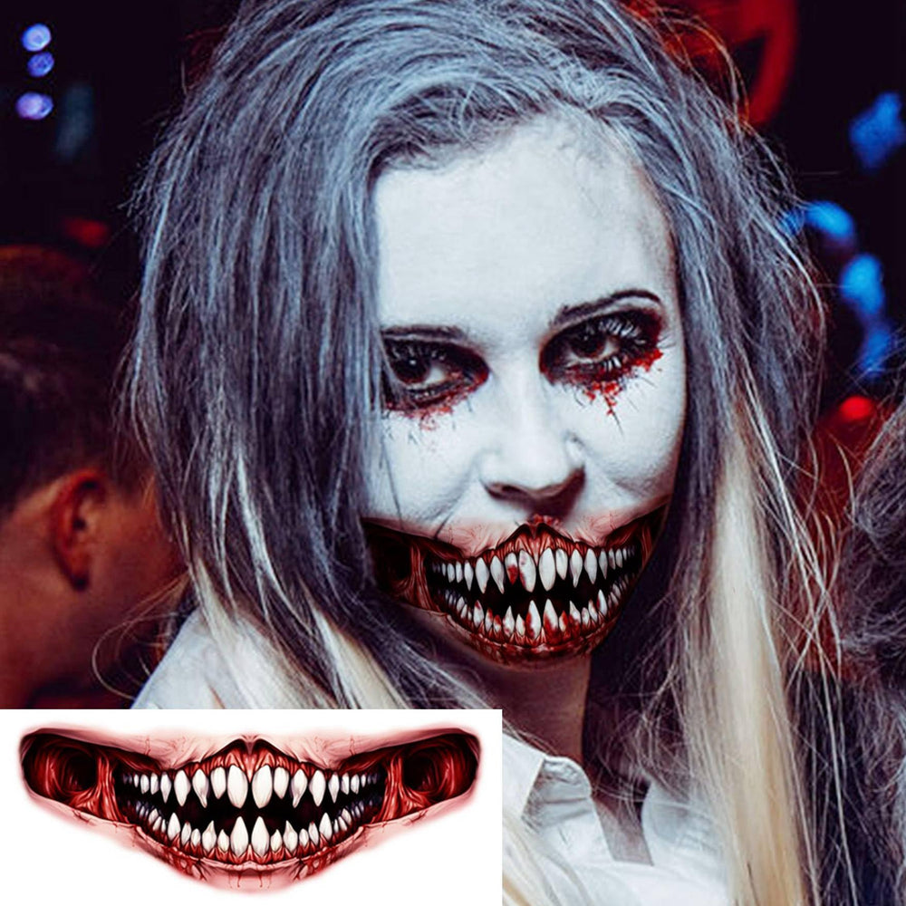 Goromon 3D face makeup-tattoo design for immersive horror looks and Halloween cosplay.