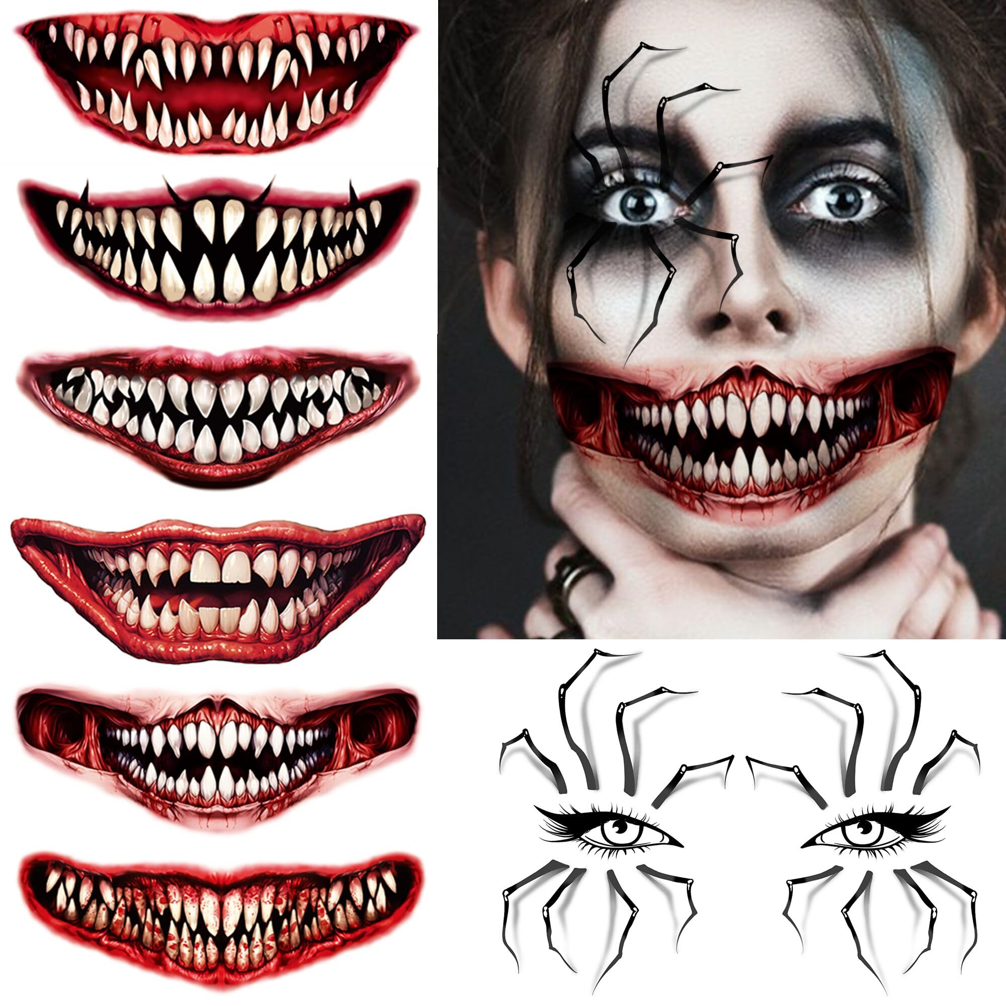 Goromon spider web eye tattoo design for Halloween makeup and dramatic look.