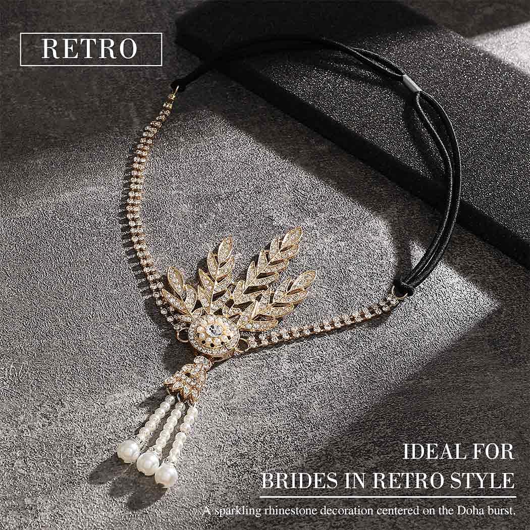 GORTIN headband pearl tassels add elegant accents to bridal or evening looks.