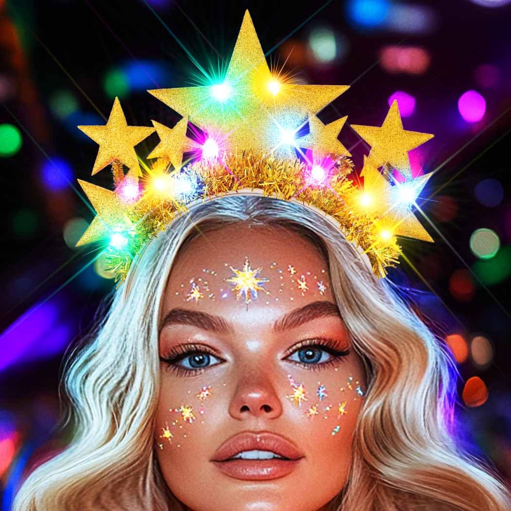 GORTIN gold star headband side glow highlighting design