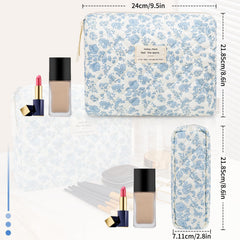 Gosect floral coquette aesthetic cosmetic bag closeup highlights stylish design.