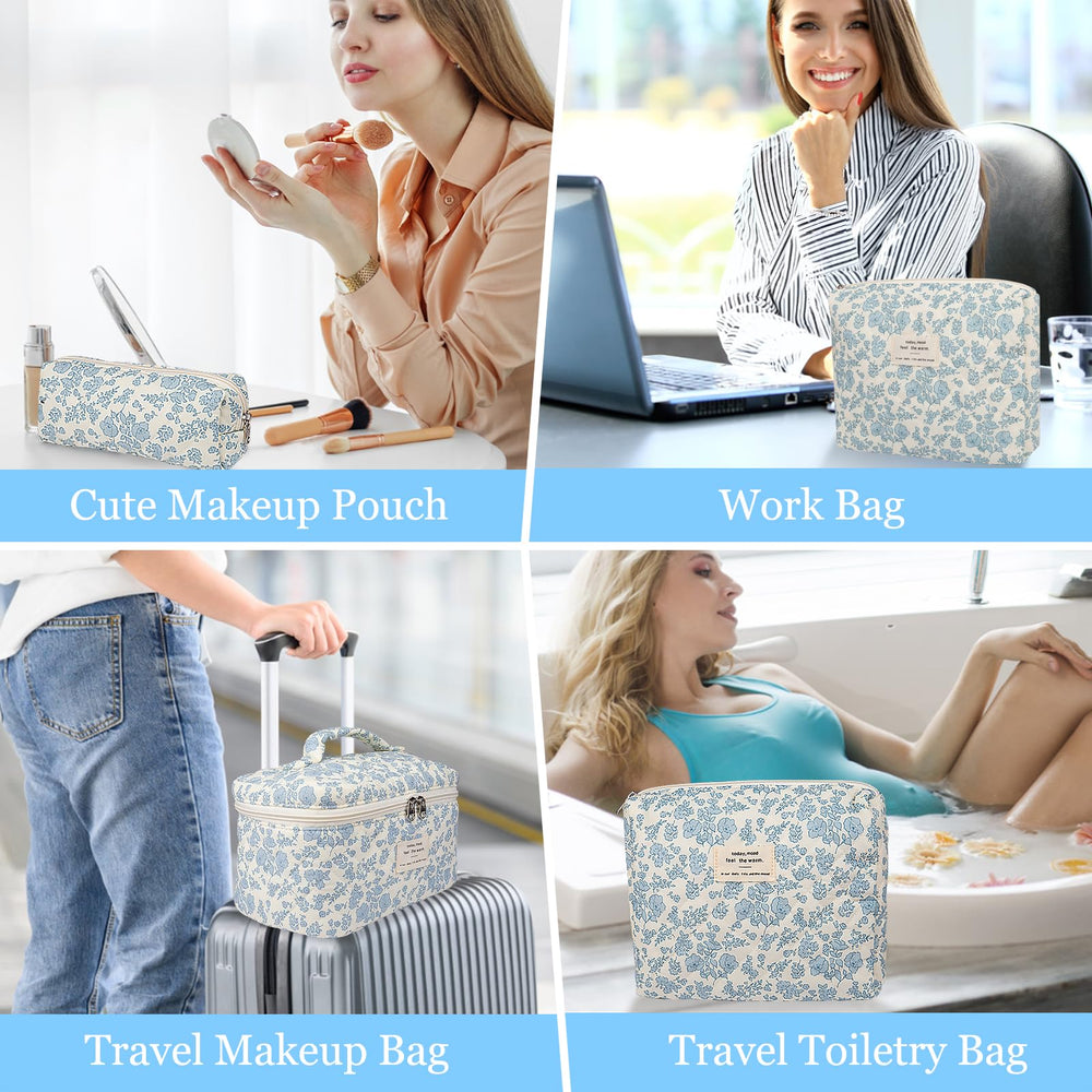 Gosect gift-ready makeup bag set, floral pattern ideal as a thoughtful present.