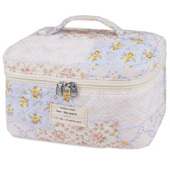 Gosect large makeup bag front view with floral pattern for travel-ready style