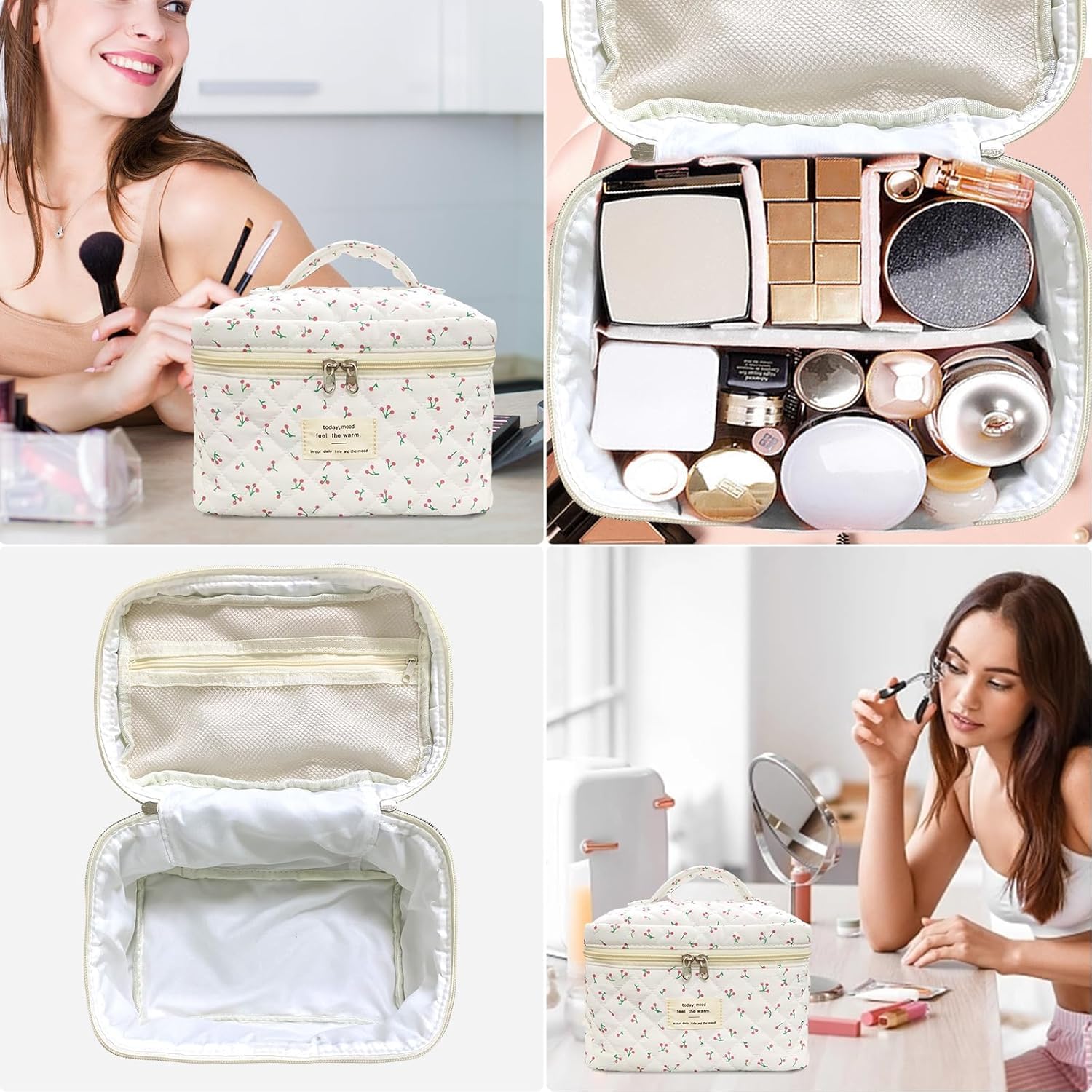 Gosect makeup bag gold zipper close-up emphasizes durable hardware