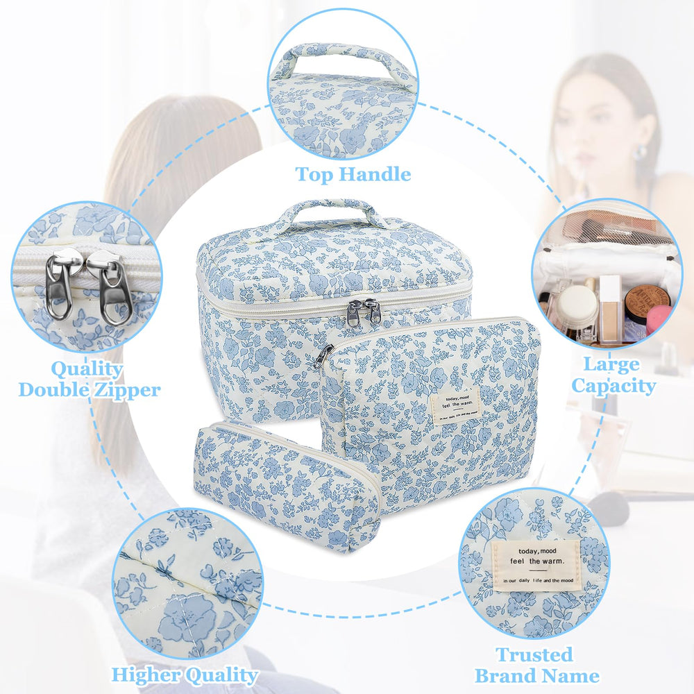 Gosect makeup bag set three sizes for full organization at home or away