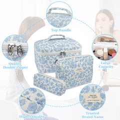 Gosect makeup bag set three sizes for full organization at home or away