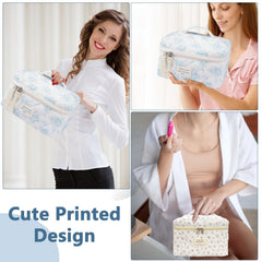 Gosect multi-use cosmetics bag blue rose supports skincare, toiletries, and small tools on trips