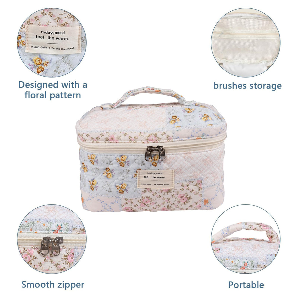 Gosect travel makeup bag tucked inside a suitcase for on-the-go packing