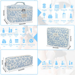 Gosect travel toiletry organizer blue flower design keeps essentials tidy