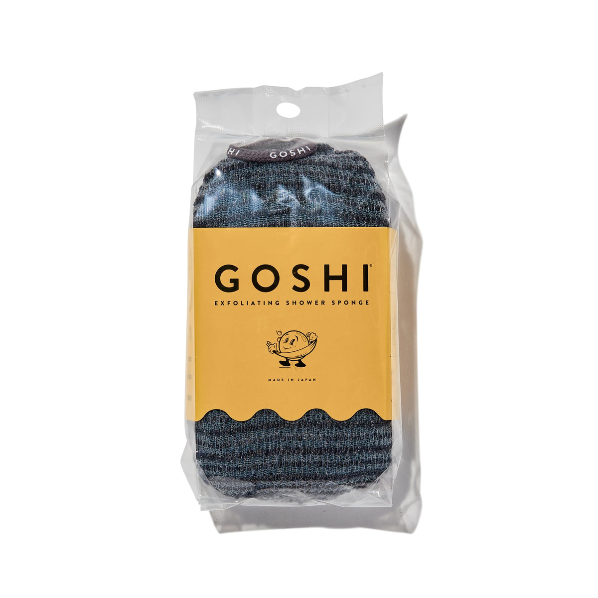 GOSHI Exfoliating Shower Sponge outer view shows grey sponge for refreshing body cleanse