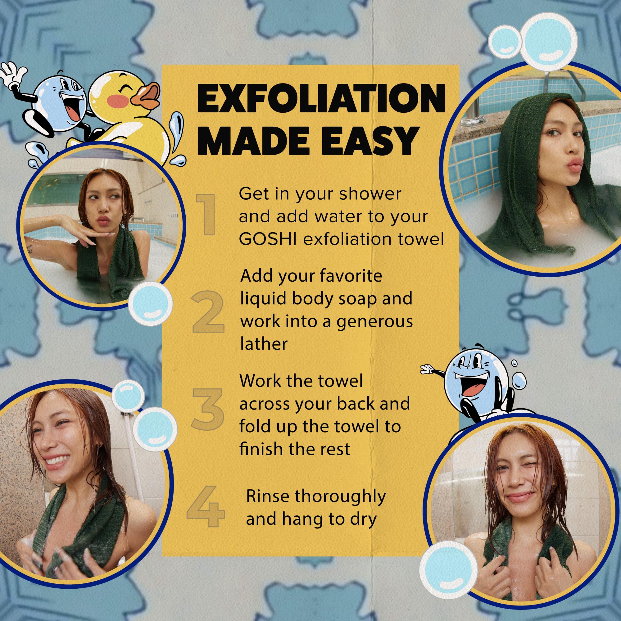 GOSHI exfoliating towel durable-washcloth-durability emphasizes long-lasting daily use.