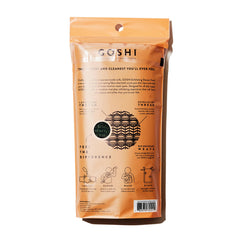 GOSHI exfoliating towel soft-skin-use-demo demonstrates gentle exfoliation for sensitive skin.