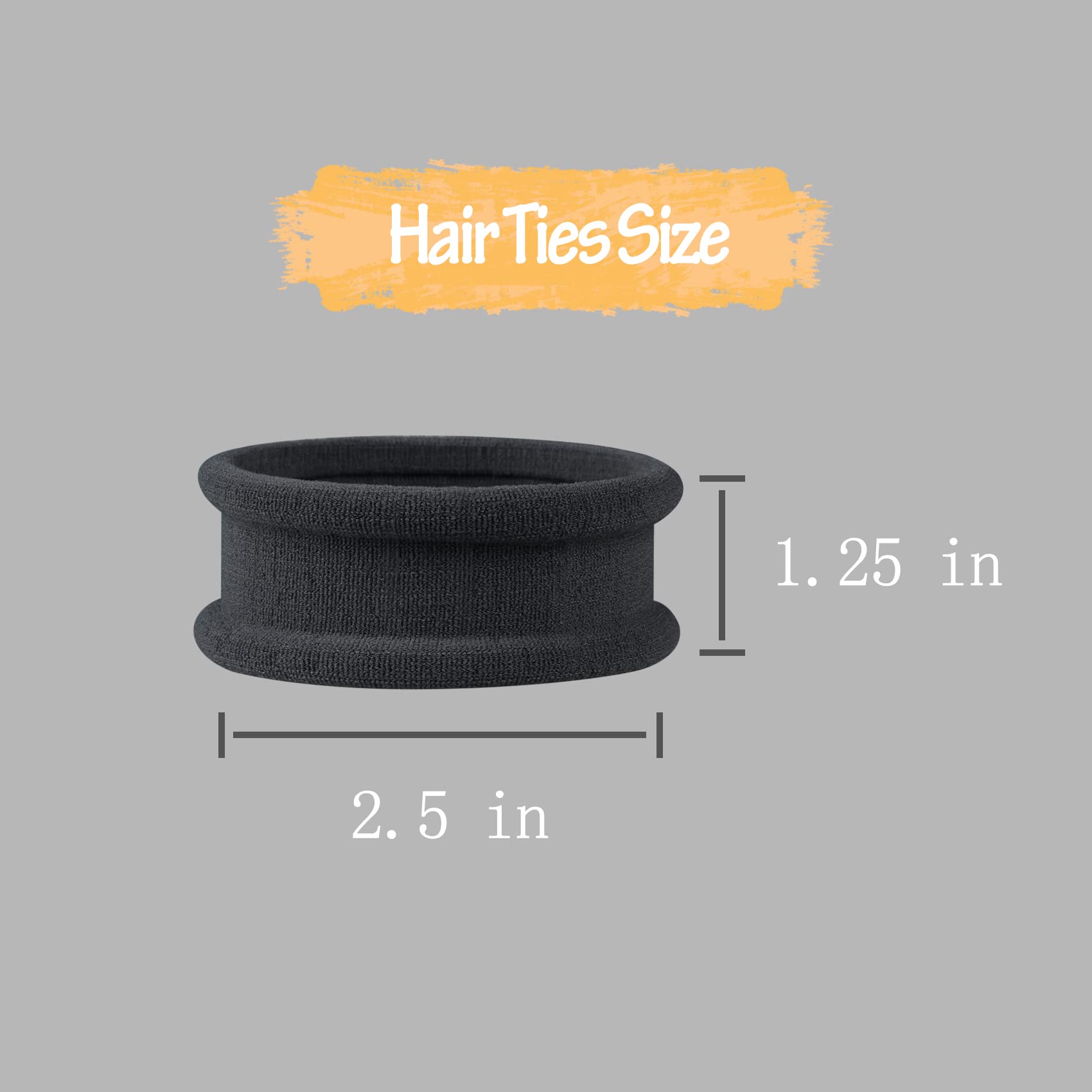 GOSICUKA large hair ties for thick hair shown wrapped around a ponytail for durable hold.