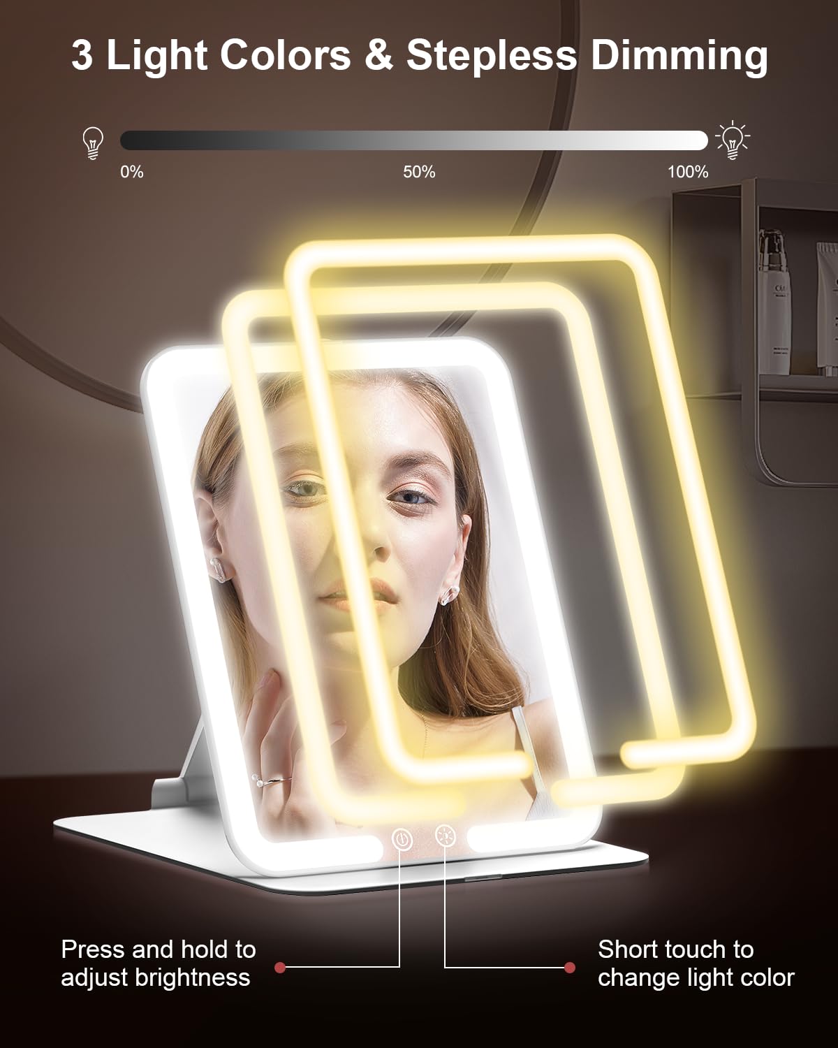 Gospire 10x magnifying mirror supports precise eyelash and eyeliner work.