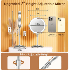 Gospire 7-inch adjustable-height mirror enables ergonomic use on any counter.
